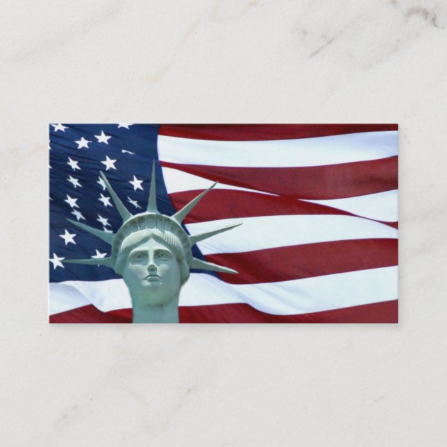 Freiheitsstatue und amerikanische Flagge Visitenkarte (Vorderseite)
