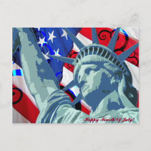 Freiheitsstatue und Patriotische amerikanische Fla Postkarte