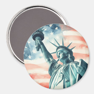 Freiheitsstatue unter amerikanischer Flagge Magnet