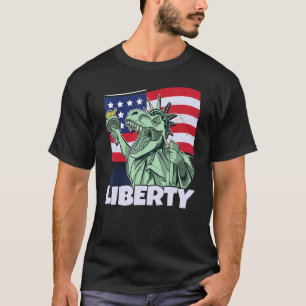Freiheitsstatue USA Flag & Happy 4. Ju T-Shirt