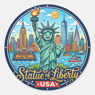 Freiheitsstatue USA Runder Aufkleber