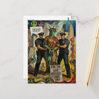 Freiheitsstatue Verhaftet Protest Kunst Postkarte