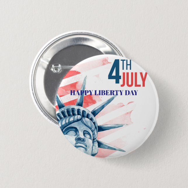 Freiheitsstatue Vierte Juli Zoll Button (Vorne & Hinten)