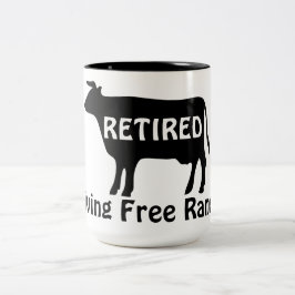 Freiland-Lebenslustige Kuh Thema Ruhestand Zweifarbige Tasse