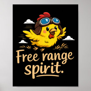 Freilaufgeist Süßes Huhn mit Pilotenbrille Poster