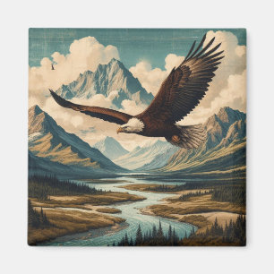 Freiluftmensch Weißkopfseeadler Gebirgszug Magnet