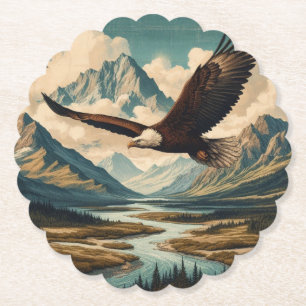 Freiluftmensch Weißkopfseeadler Gebirgszug Untersetzer