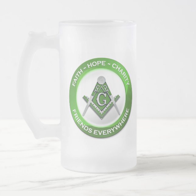 Freimaurer-Frostbecher Mattglas Bierglas (Links)