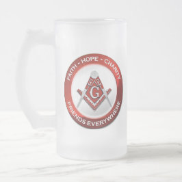 Freimaurer-Frosted-Mug Rot Mattglas Bierglas