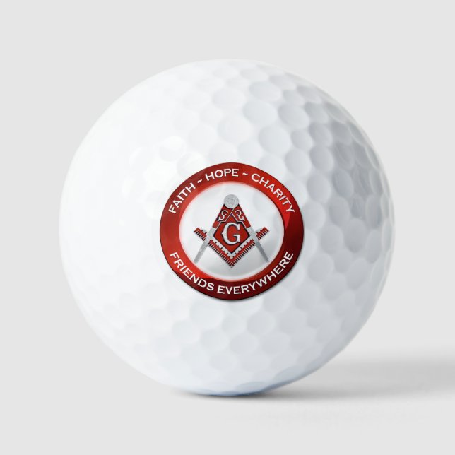 Freimaurer-Golfbälle Rot Golfball (Vorderseite)