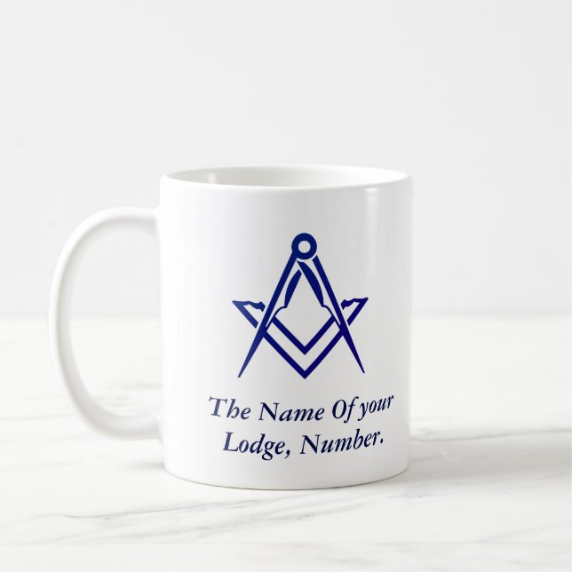 Freimaurer Kompass Blau Kaffeetasse (Links)