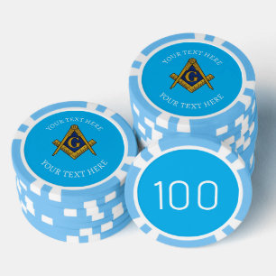 Freimaurer Maurer Blaues Quadrat und Kompass Pokerchips