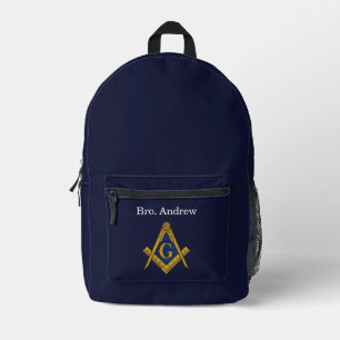 Freimaurer Maurer Navy Blaues Quadrat Kompass Bedruckter Rucksack