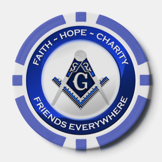Freimaurer-Pokerchips Blau Pokerchips (Vorderseite)