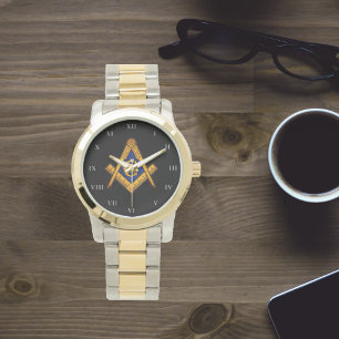Freimaurer Quadrat- und Kompass-Wohltätigkeits-Mas Armbanduhr