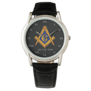 Freimaurer Quadrat- und Kompass-Wohltätigkeits-Mau Armbanduhr