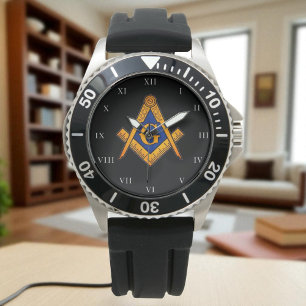 Freimaurer Quadrat- und Kompass-Wohltätigkeits-Mau Armbanduhr