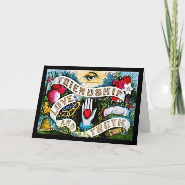 Freimaurerei Floral Romantische Freundschaft Liebe Karte (Vorderseite)