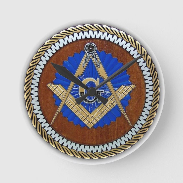 Freimaurerei NWO Verschwörung Platz & Kompass Runde Wanduhr (Vorderseite)