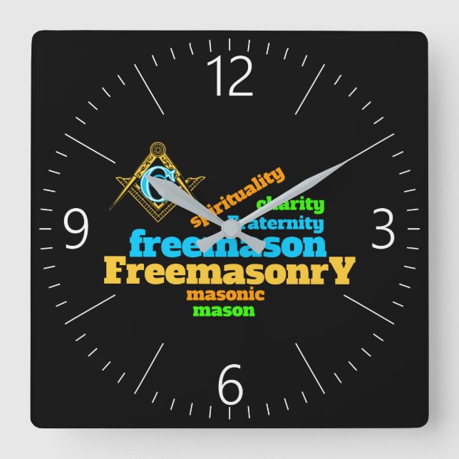 Freimaurerei Quadratische Wanduhr (Vorderseite)