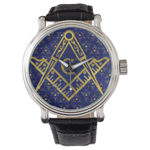 Freimaurereisymbol Quadrat und Kompassse Armbanduhr