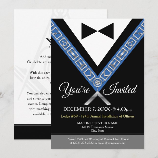 Freimaurerische Einladungen | Freemason Tuxedo Jew (Vorne/Hinten)