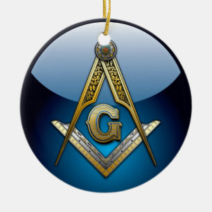 Freimaurerisches Winkelmaß und Zirkel Keramik Ornament