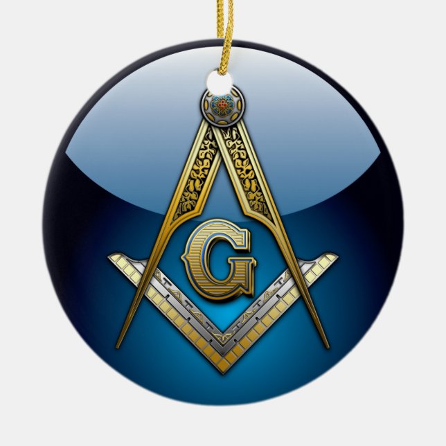 Freimaurerquadrat und Kompassse Keramik Ornament (Vorne)