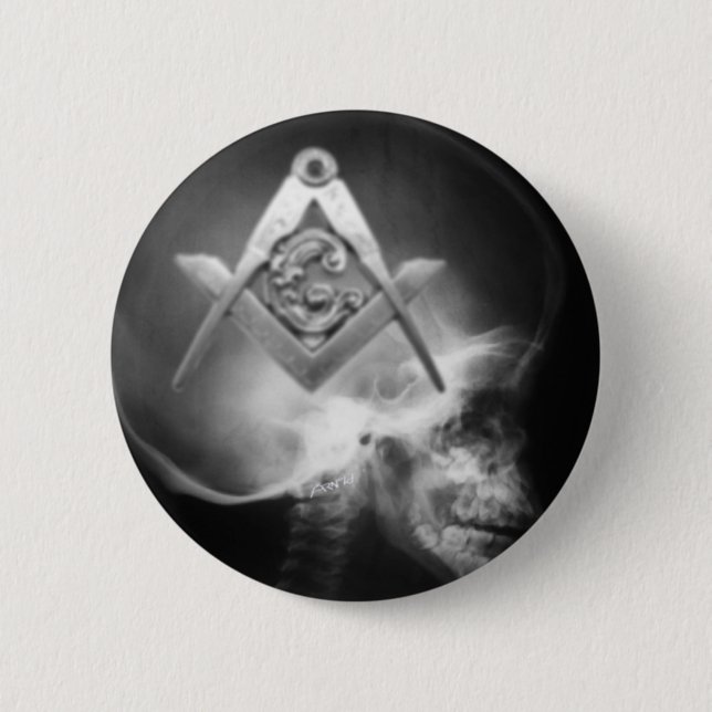 Freimaurerröntgenstrahl-alien-Schädel Button (Vorderseite)