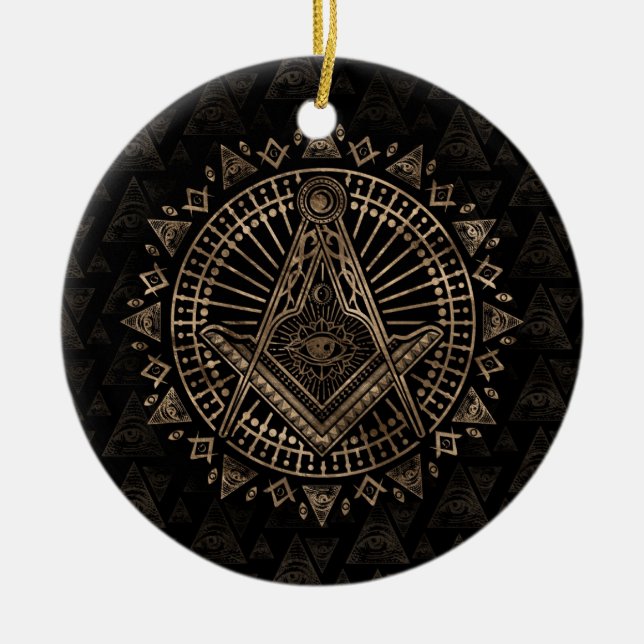 Freimaurersymbol Platz und Kompasse Keramik Ornament (Vorne)