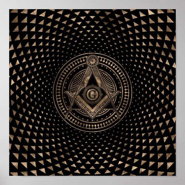 Freimaurersymbol Platz und Kompasse Poster (Vorne)