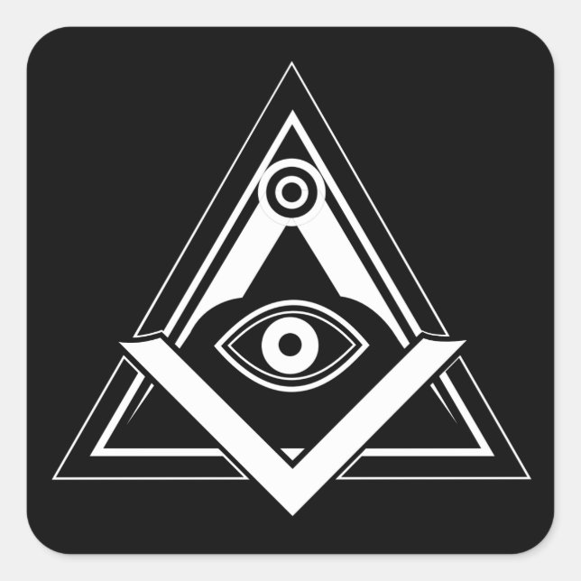 Freimaurersymbol Quadratischer Aufkleber (Vorderseite)