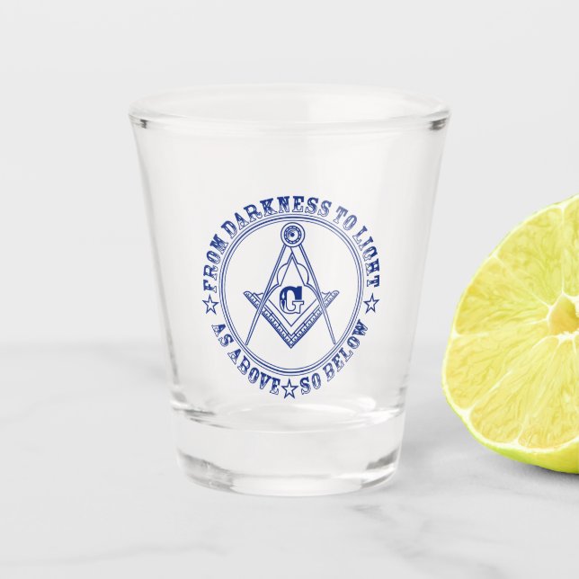 Freimaurersymbol Schnapsglas (Vorderseite)