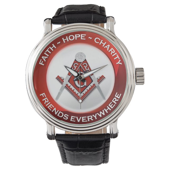 Freimaureruhr Rot Armbanduhr (Vorderseite)