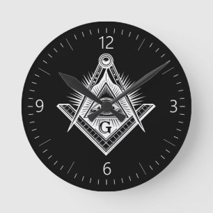 Freimaurerzeichen Runde Wanduhr