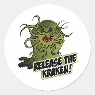 Freisetzung des kraken runder aufkleber