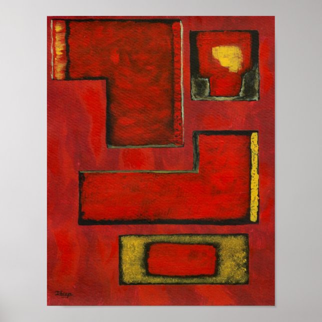 Freistehende Abstrakte geometrische Kunstmalerei Poster (Vorne)