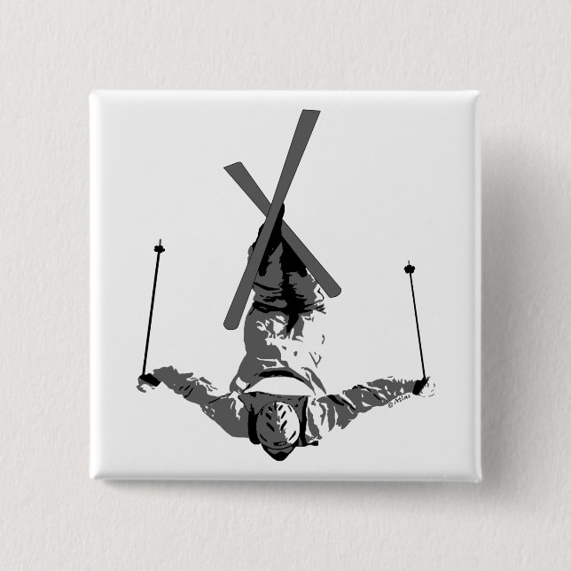 Freistil-Skifahren Button (Vorderseite)