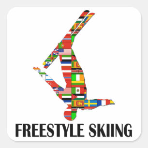 Freistil-Skifahren Quadratischer Aufkleber