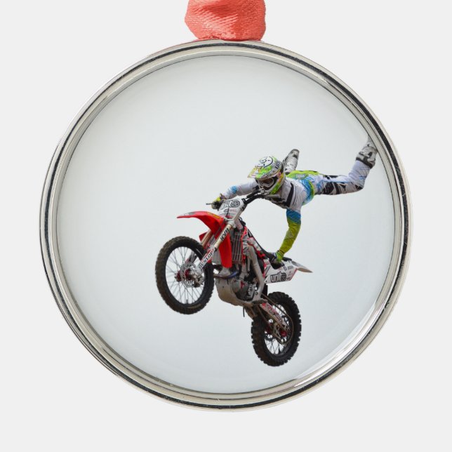 FreistilMotocross Silbernes Ornament (Vorne)