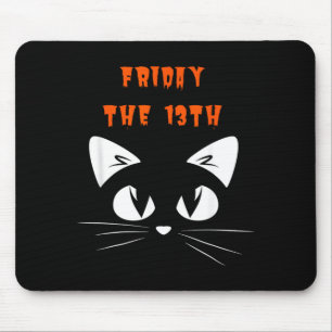 Freitag der 13. 2024 Süße schwarze Katze Halloween Mousepad
