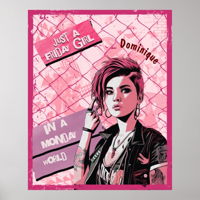 Freitag Mädchen in der Montag Welt. Bearbeitbarer  Poster (Vorne)