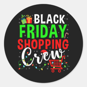 Freitag Shopping Crew Weihnachten Lights Black Sho Runder Aufkleber