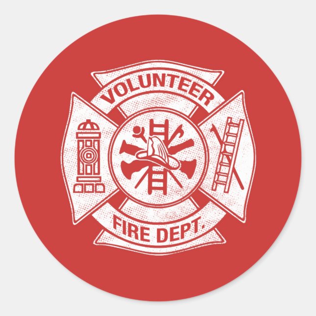 Freiwillige Feuerwehraufkleber rot Runder Aufkleber (Vorderseite)
