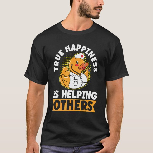 Freiwillige Gruppe Das wahre Glück hilft anderen V T-Shirt (Vorderseite)