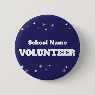 Freiwillige mit Schulnamen und Sternendesign Button