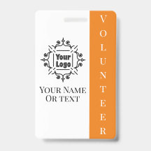 Freiwillige Orange Mitarbeiter-ID mit Logo