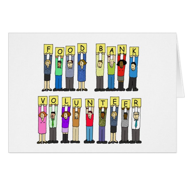 Freiwilliger Cartoon der Lebensmittelbank (Vorderseite (Horizontal))