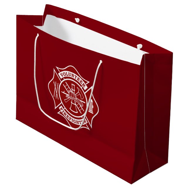 Freiwilliger Feuerwehrmann-große Geschenk-Tasche Große Geschenktüte (Vorderseite Schrägansicht)