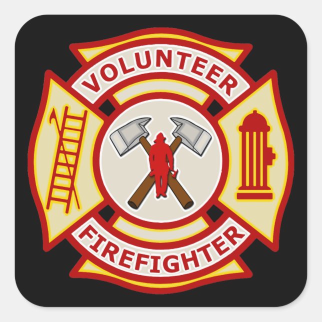 Freiwilliger Feuerwehrmann Malteser Kreuz Quadratischer Aufkleber (Vorderseite)